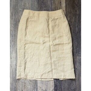 Brooks Brothers Irish Linen Skirt Size 6 Beige Pencil Lined Knee Length Office